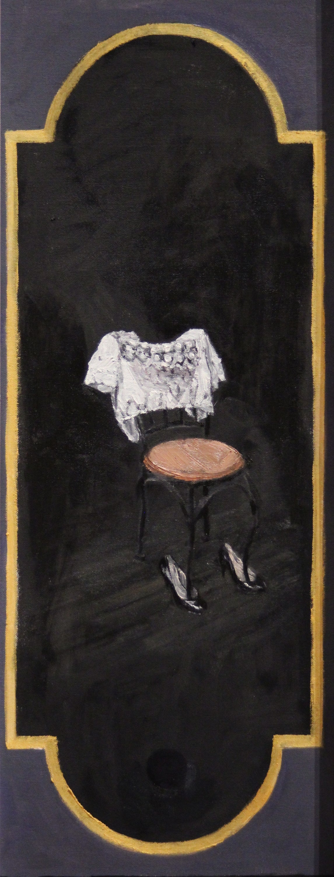 chair with woman's blouse and shoes