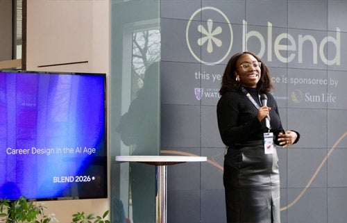 Temi Popo presents at the Blend design conference