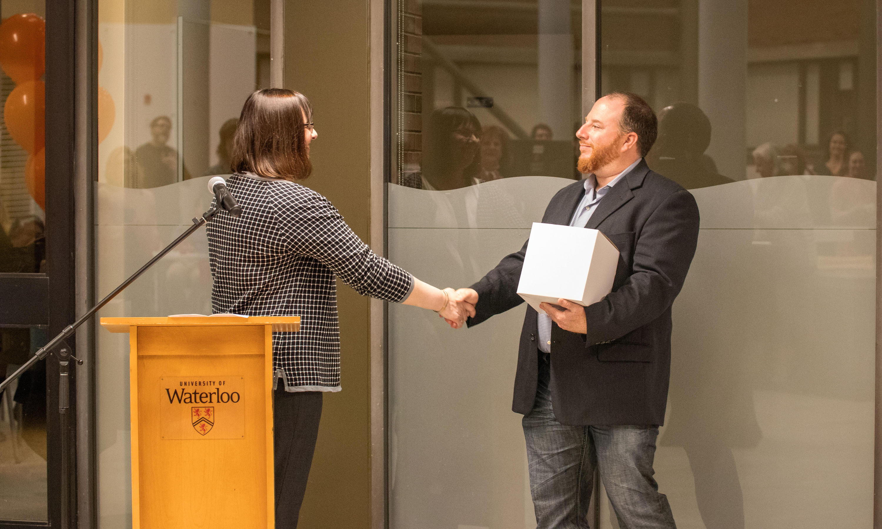 Nicholas Gauthier receiving his award