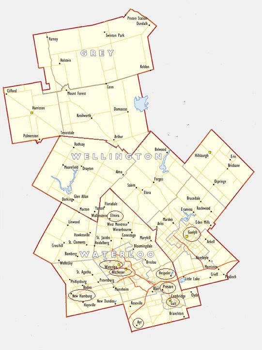 Map of Waterloo Region