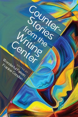 Book cover featuring a brightly colour astract painting of a head with a helmet on and colourful shapes