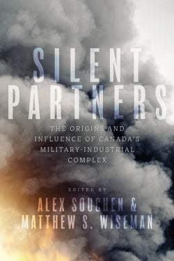 Silent partners book cover featuing billowing black clouds of smoke from an explosion