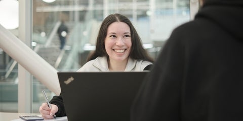 Student working on a laptop