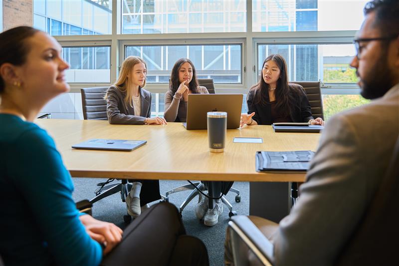 students in conference room