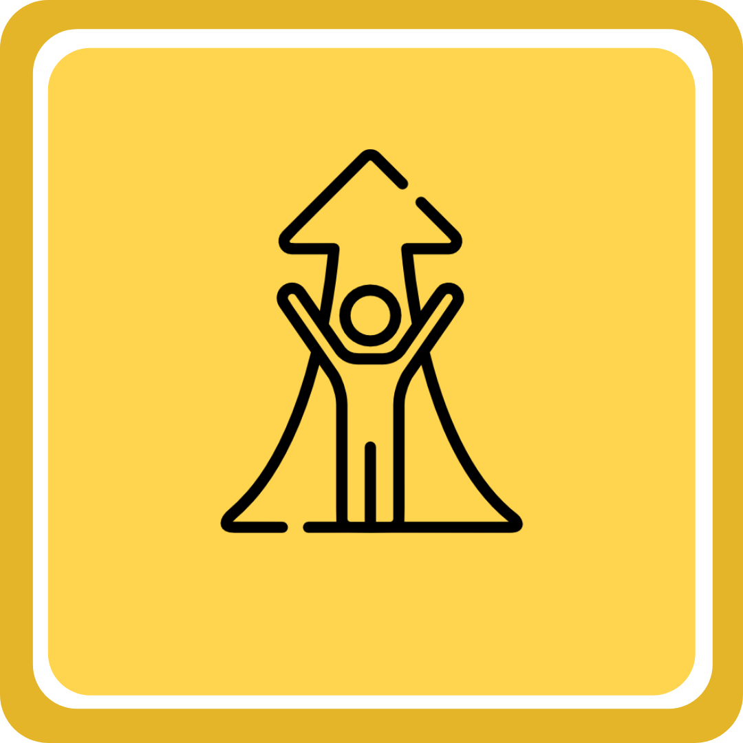 icon of arrow up and human with arms open