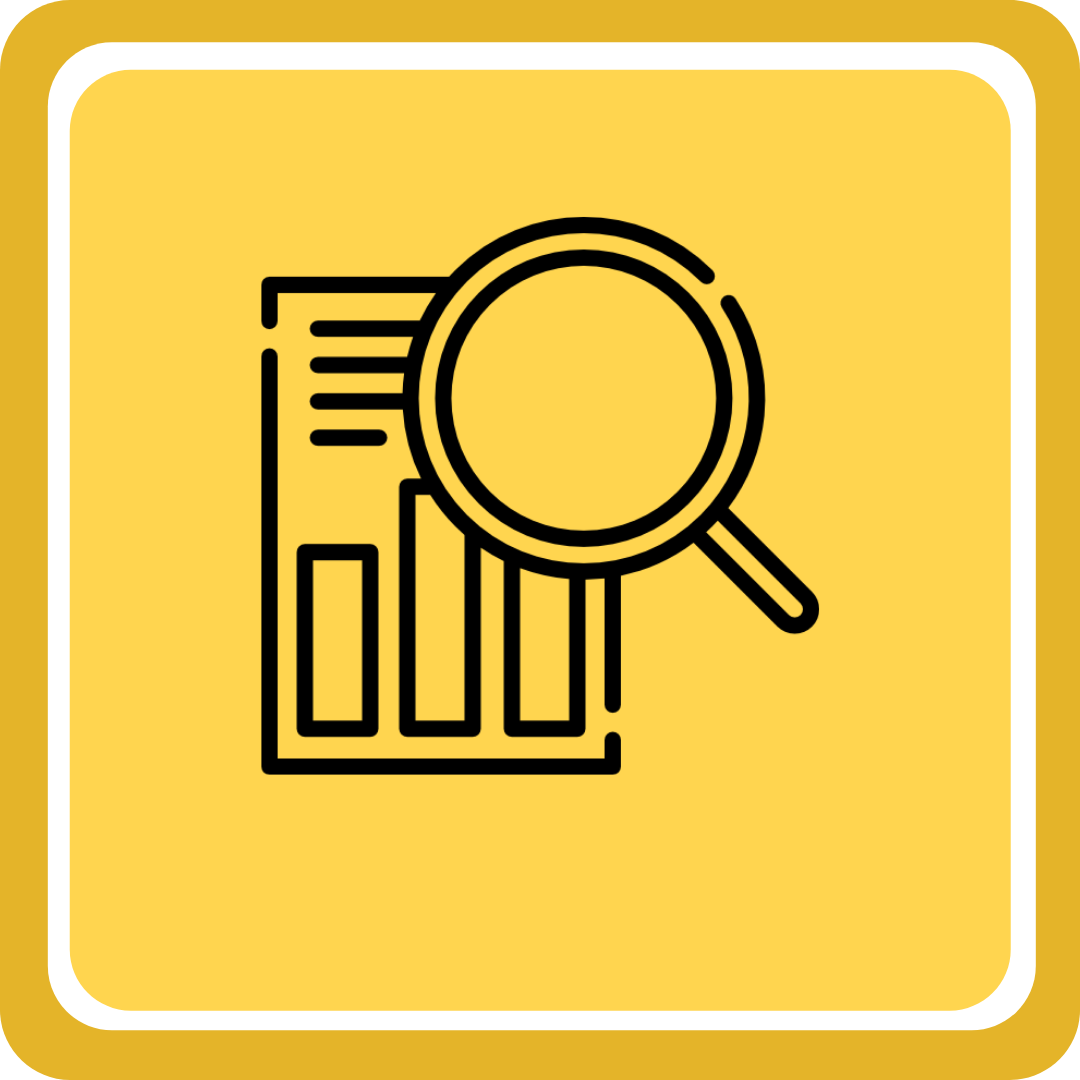 icon of data and magnifying glass