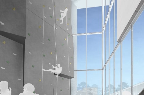 Artistic rendering of PAC climbing wall