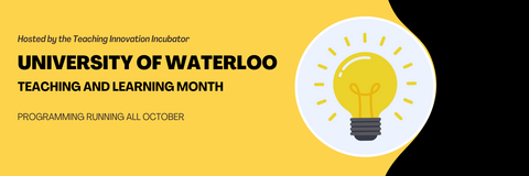 Multicoloured web banner that has bold text on it that reads, "University of Waterloo Teaching & Learning Month" 