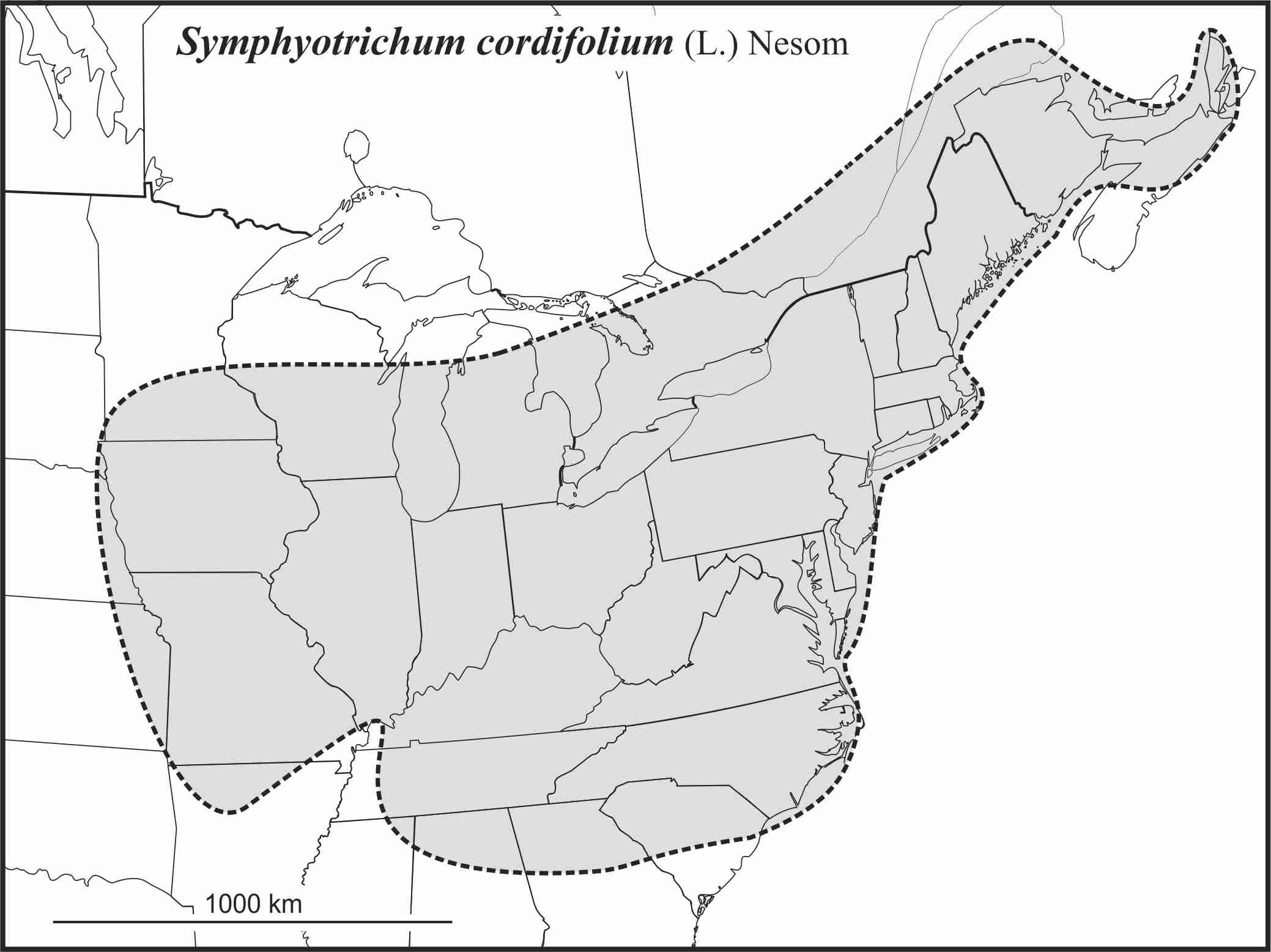 Symphyotrichum cordifolum range draft JCS