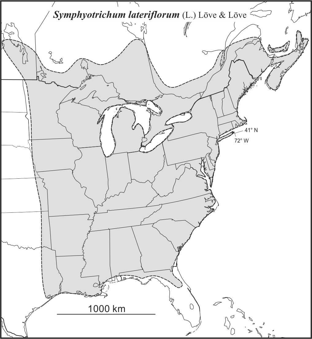 Symphyotrichum lateriflorum range JCS