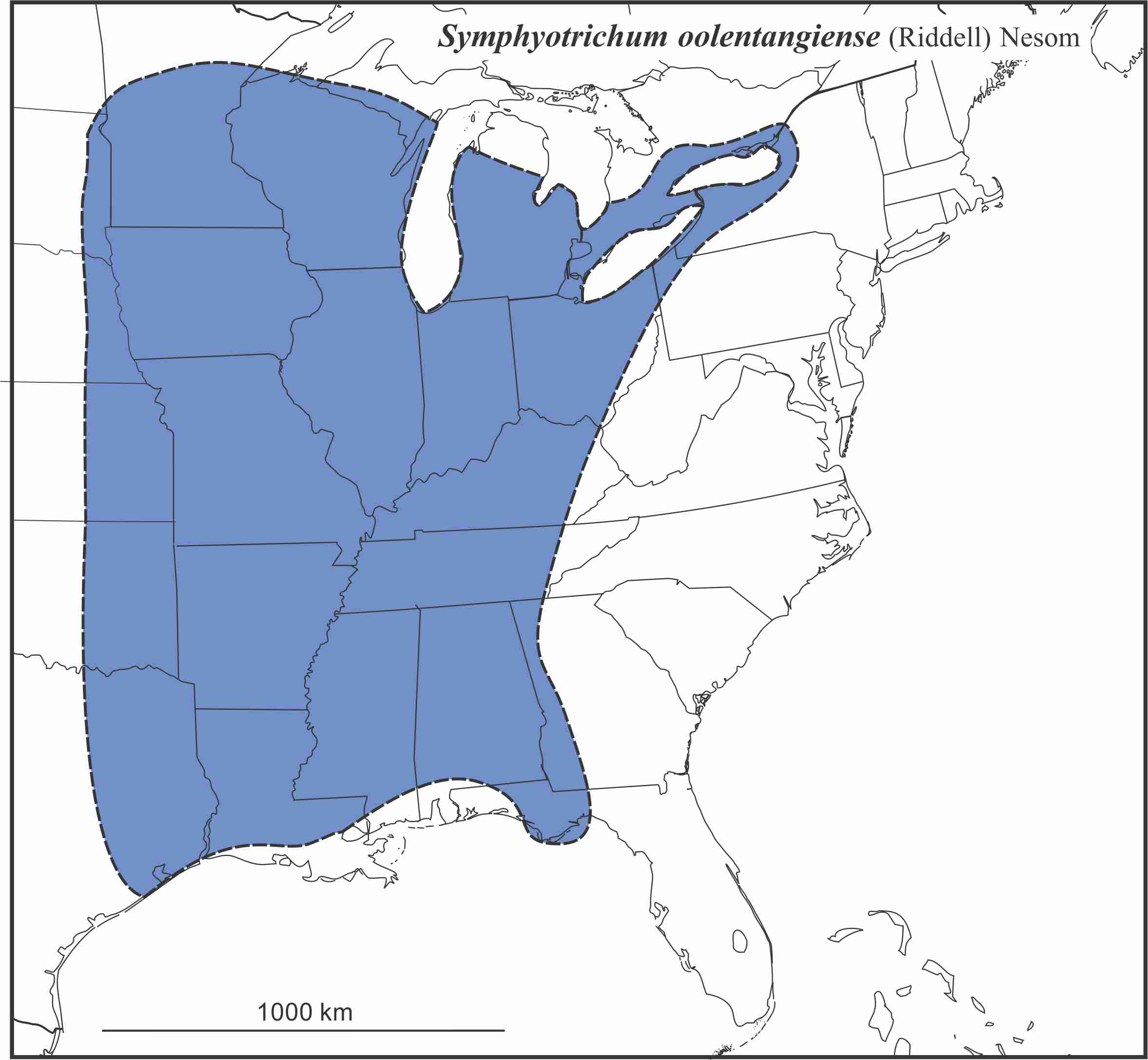 Symphyotrichum oolentangiense range map draft JCS