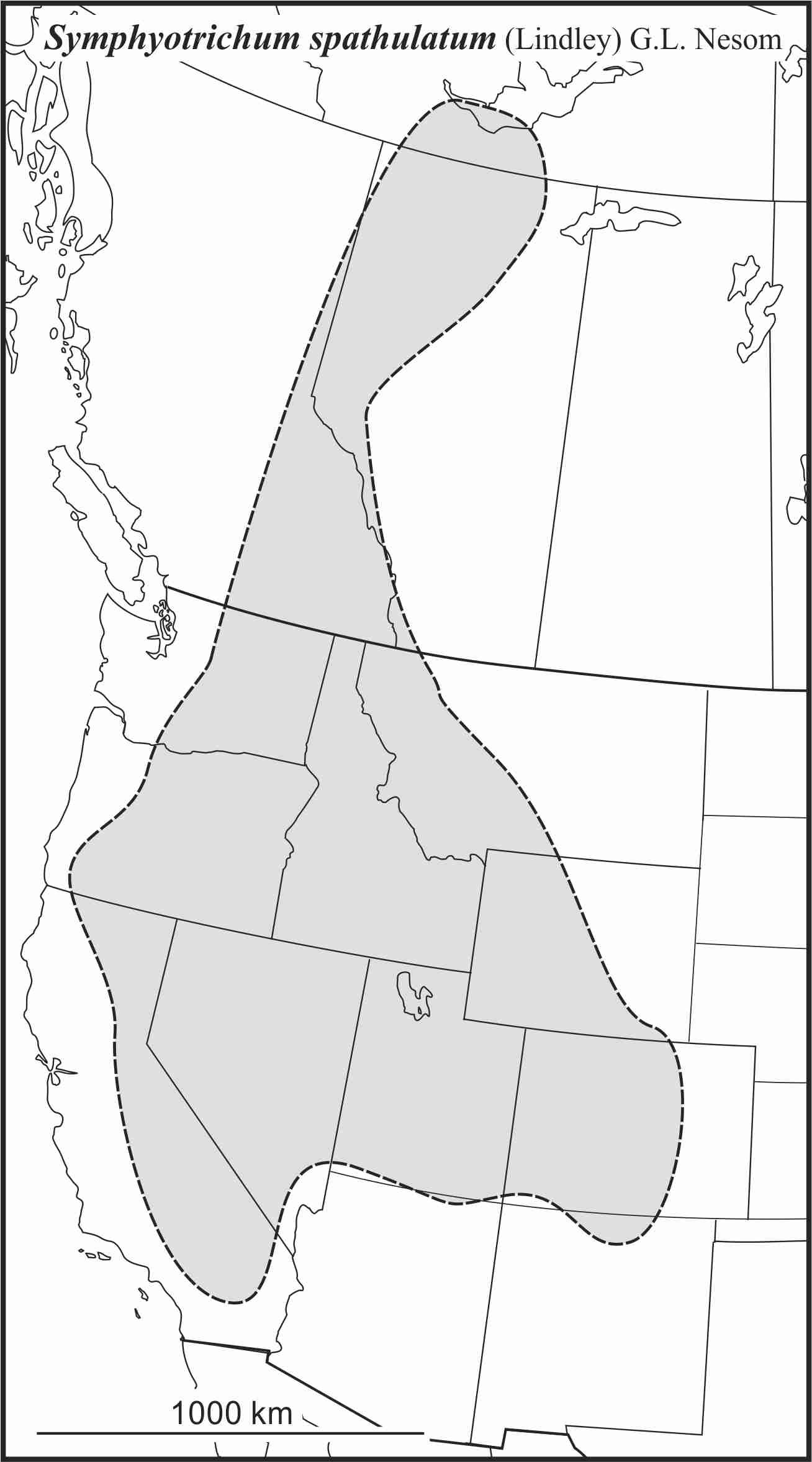 Symphyotrichum spathulatum range map draft JCS