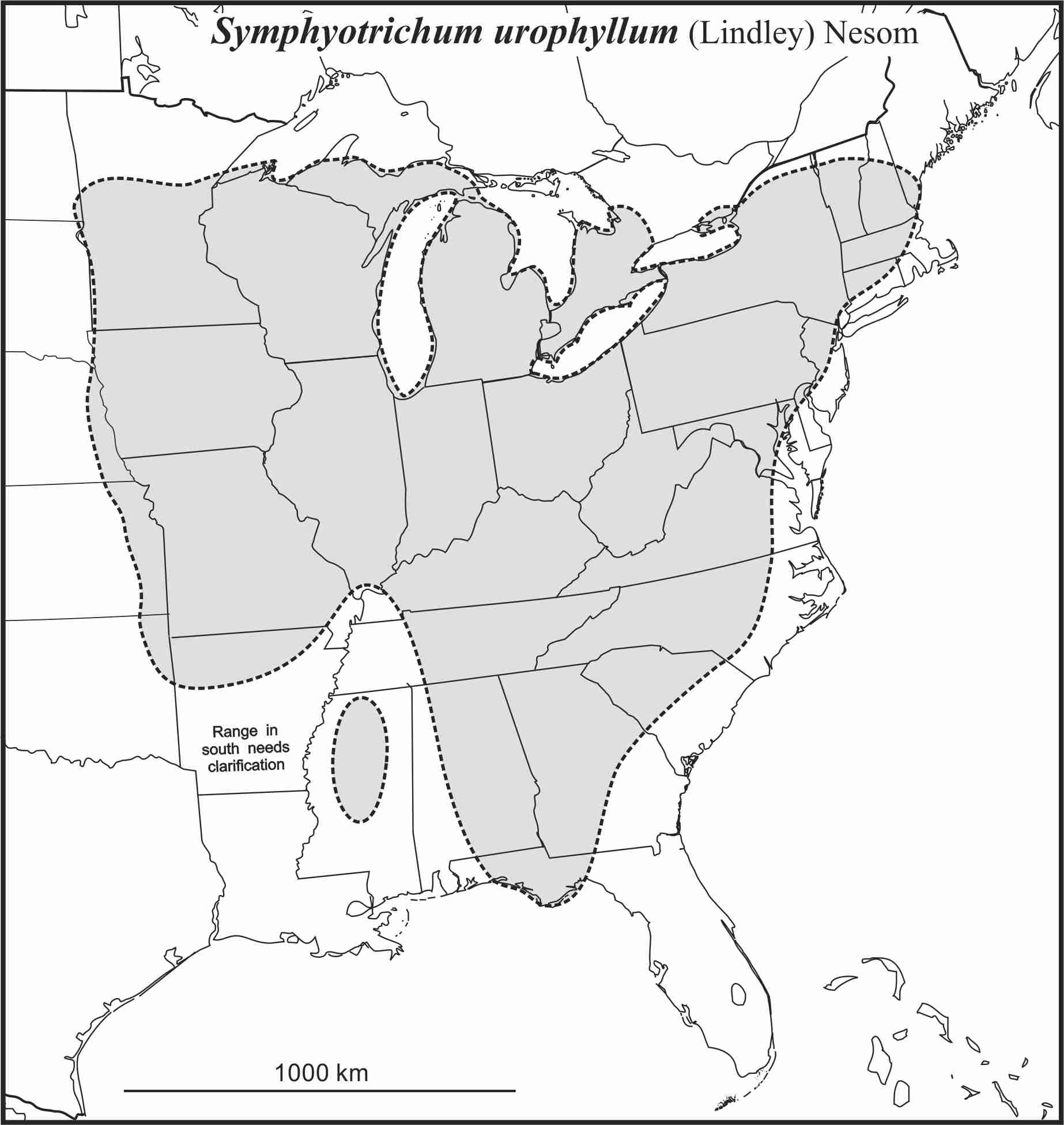 Symphyotrichum urophyllum map draft JCS