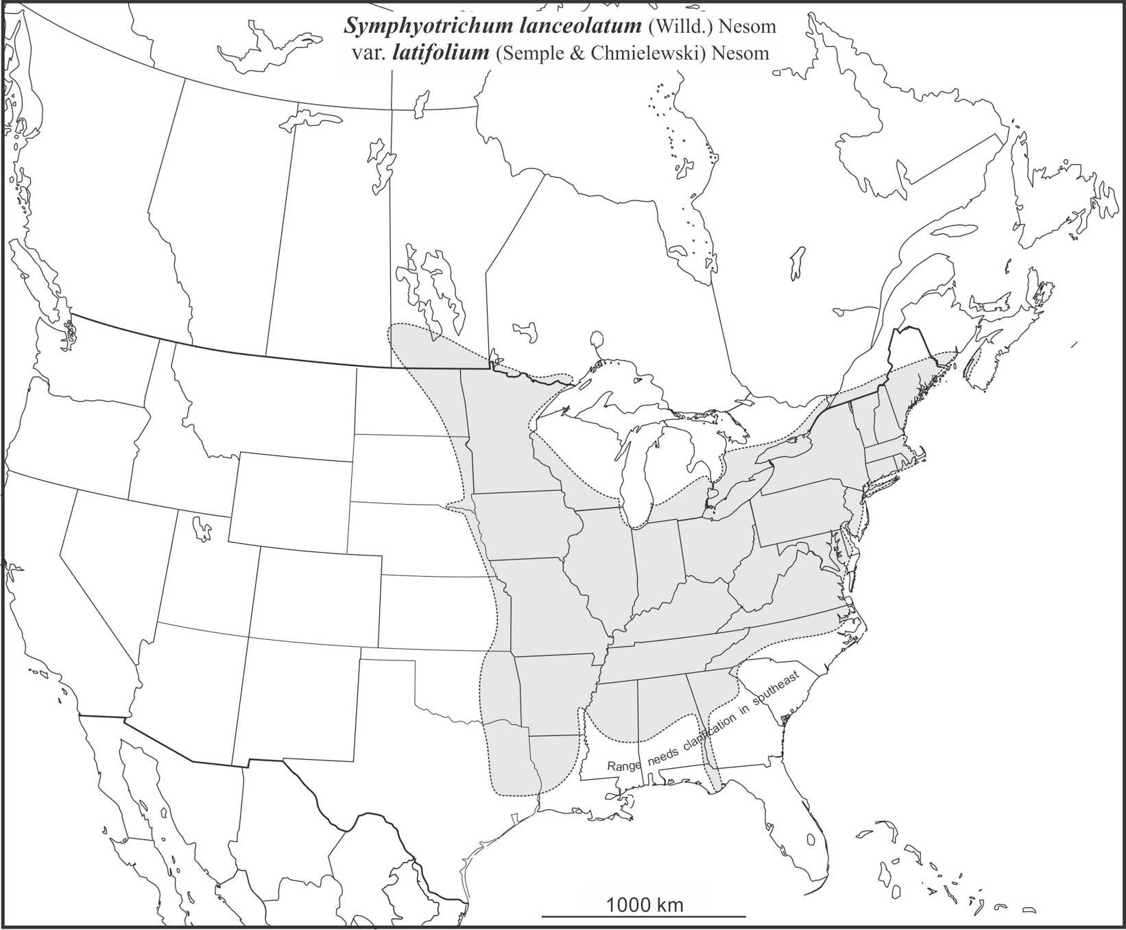 Symphyotrichum lanceolatum latifolium range draft JCS