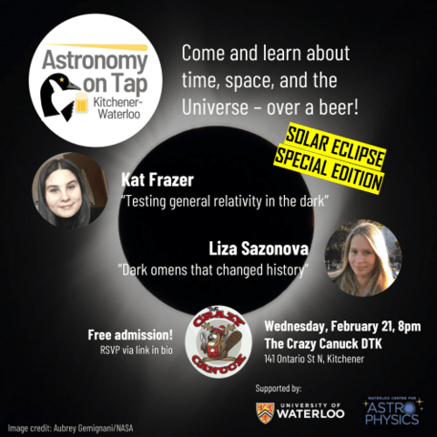 Astronomy on Tap poster for February 2024 (follow link for text details)