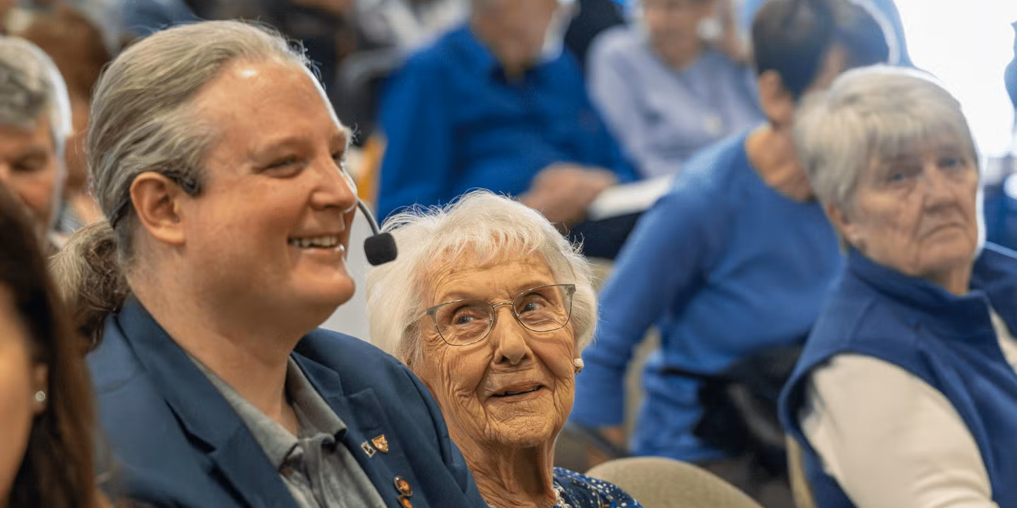 Avery Broderick and Violet Sykes at Luther Village on the Park