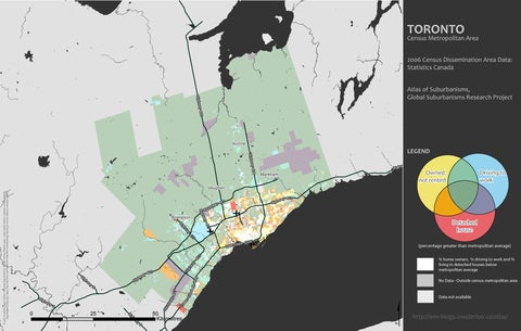 Sample map of Toronto's built-form/commute-mode dimension.