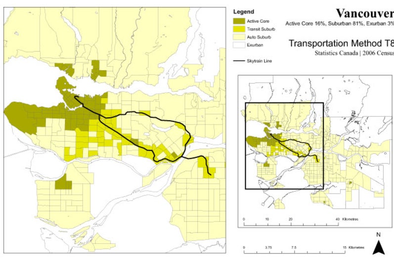 Suburban nature of Vancouver, using Gordon’s “Transportation” method.