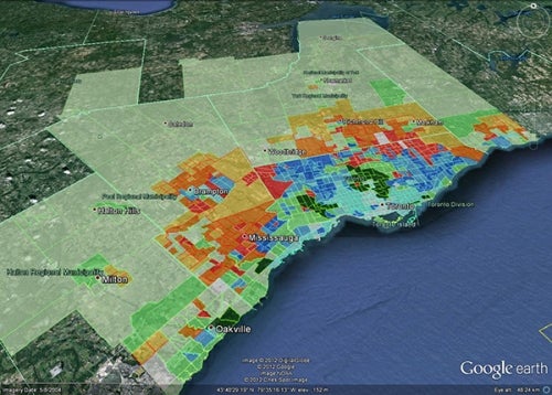 Google Earth screenshot of Greater Toronto Area.