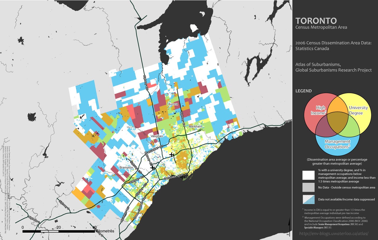 Sample map of Toronto's social status dimension.