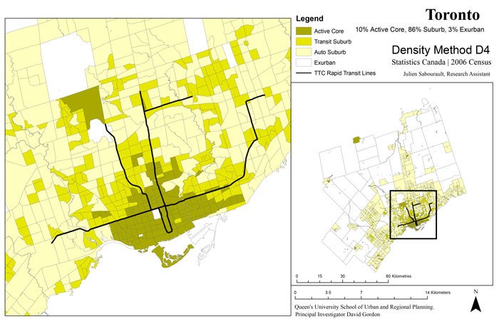 Suburban nature of Toronto, using Gordon’s “Density” method.