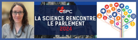 Une photo de Laura Hug à côté du logo du programme « La Science rencontre le Parlement ». 