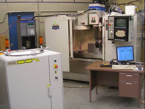 Setup No.1: Five-axis CNC table (Fadal) and fiber laser (IPG).