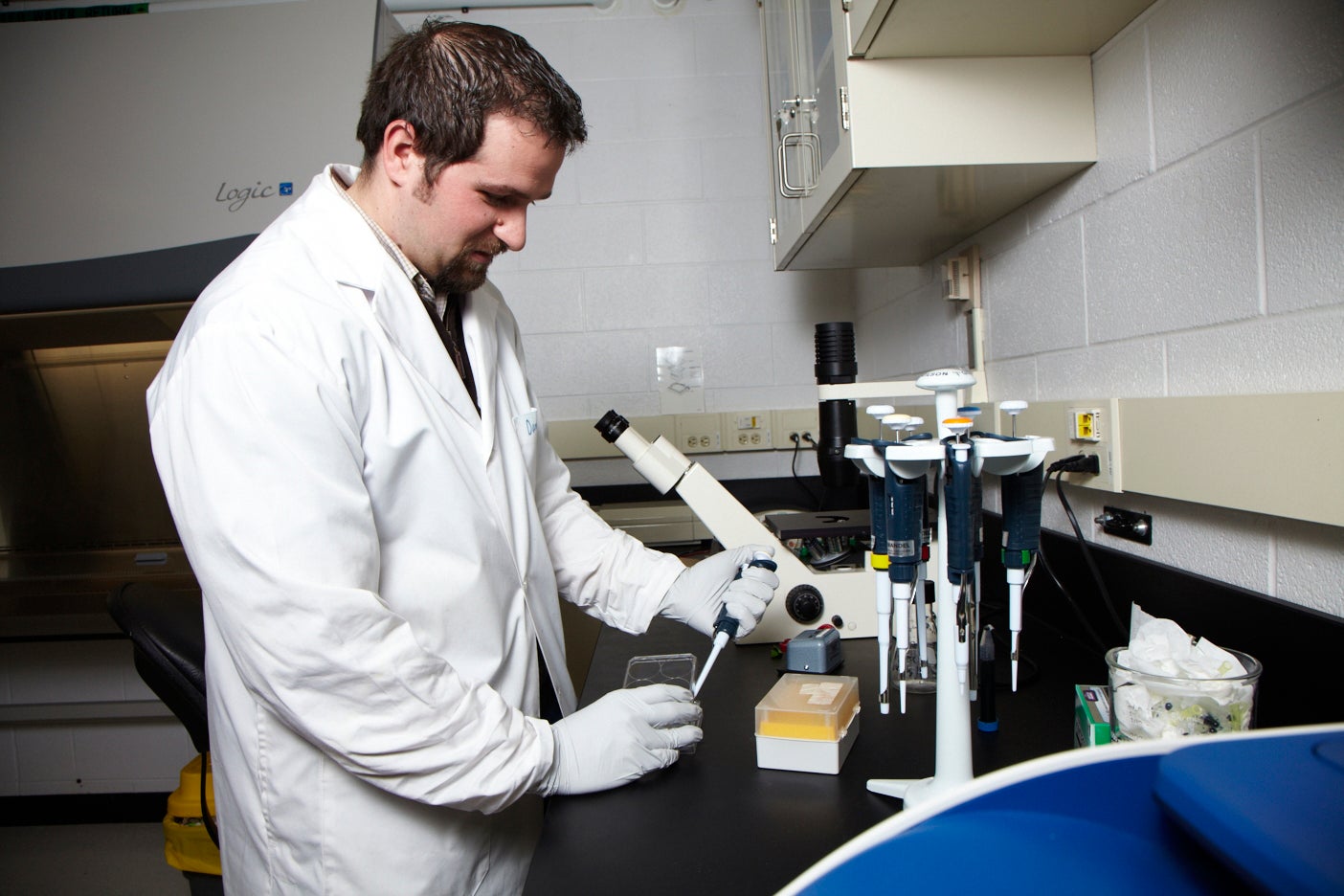 CBB Member Marc Aucoin, Chemical Engineering, in lab