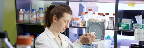 female student working in lab