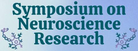 Image with text saying "Symposium on Neuroscience Research" in blue on a light blue background. there are neurons in the bottom corners.