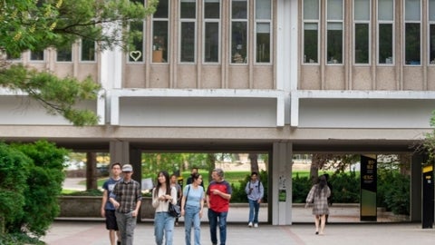 Students walking on the UW campus.