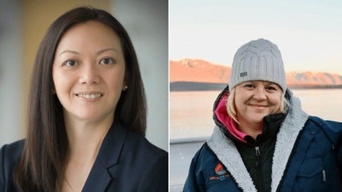 A collage of two headshots of female scientists. 
