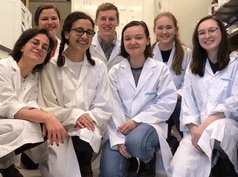 iGEM lab team in lab coats