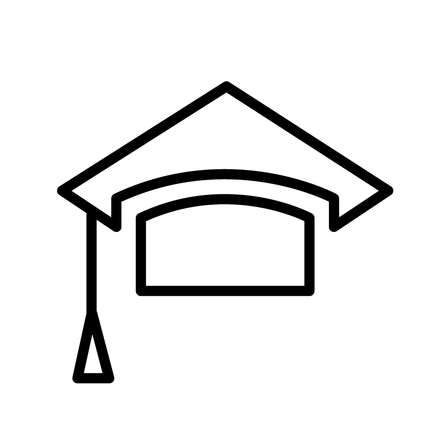 black and white infographic of a graduation cap