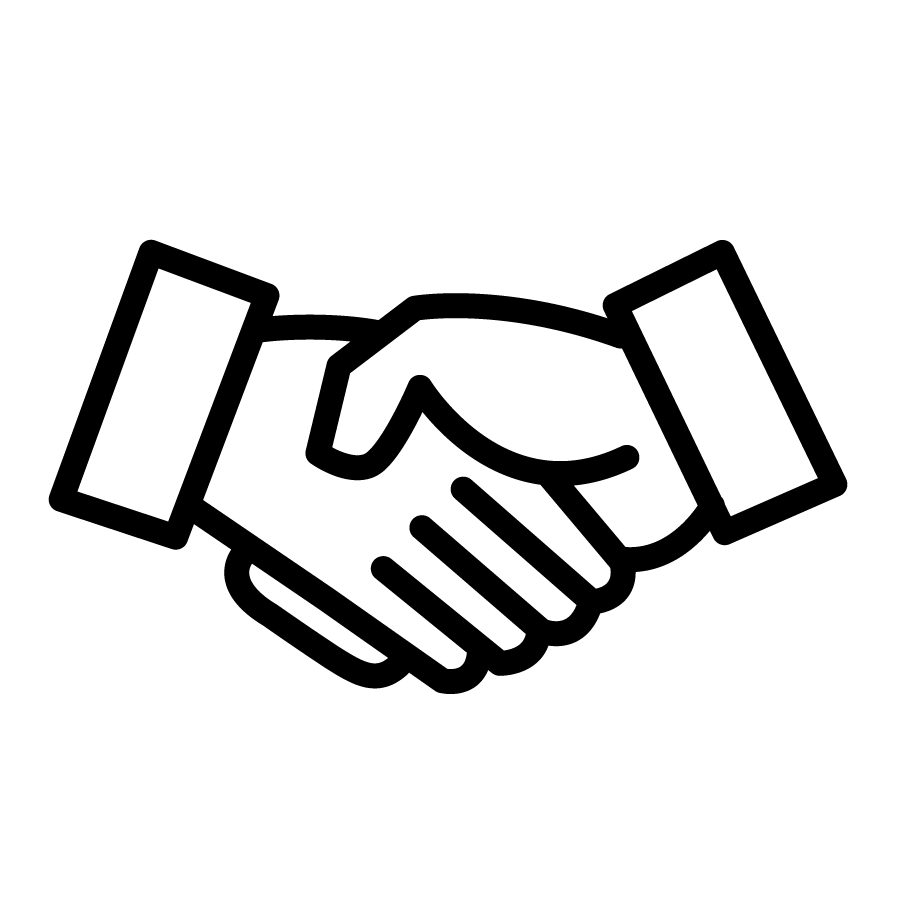 black and white infographic of a handshake 