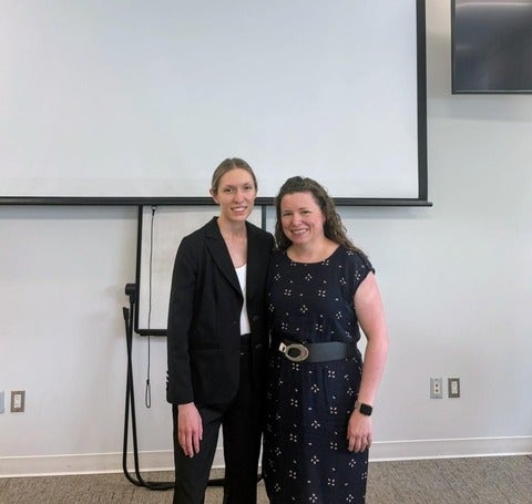 Sarah defending her masters
