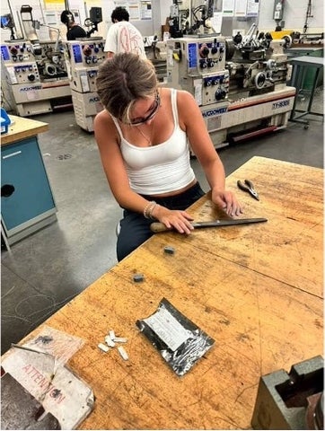 BME student Julia working on the design