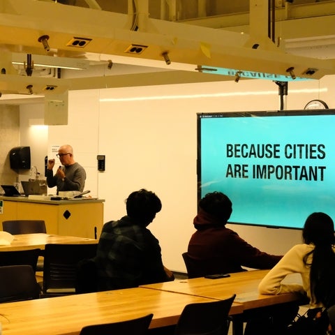 keynote speaker Paul Kalbfleisch speaking at UN-Habitat's Quality of Life Initiative hackathon