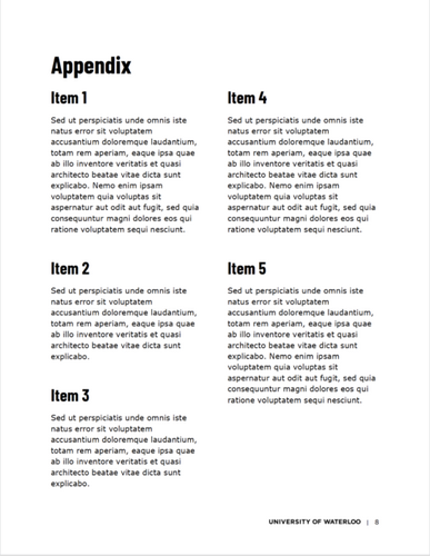 Report template appendix example