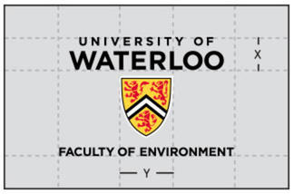 Example showing vertical faculty logo clear space.