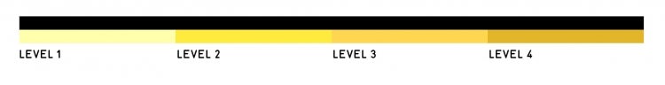 The University colour bar with black on top and four levels of gold on the bottom.
