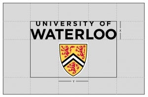 Example showing vertical University logo clear space.