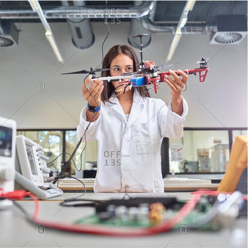 Female engineering researcher in lab