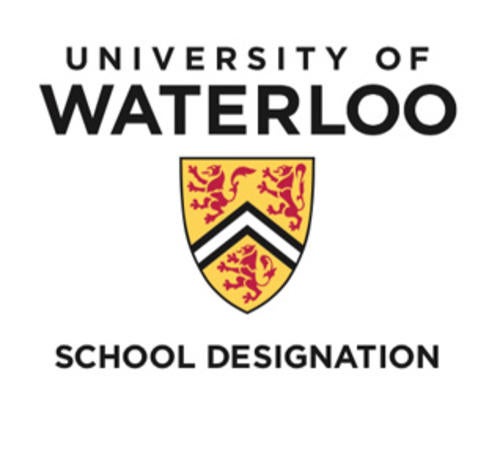 A vertical lockup with the school name beneath the University logo.