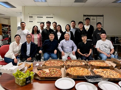 Group photo of the pizza lunch