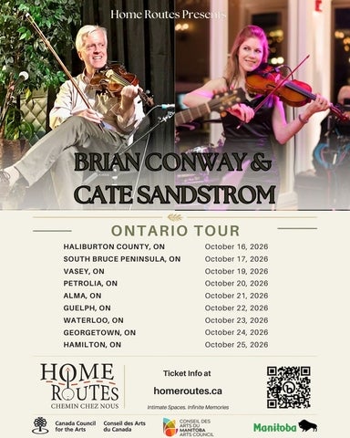 Brian Conway and Cate Sandstrom Ontario tour dates