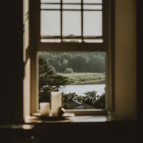 A view out the deep silled window of Brubacher House, out onto Colombia Lake