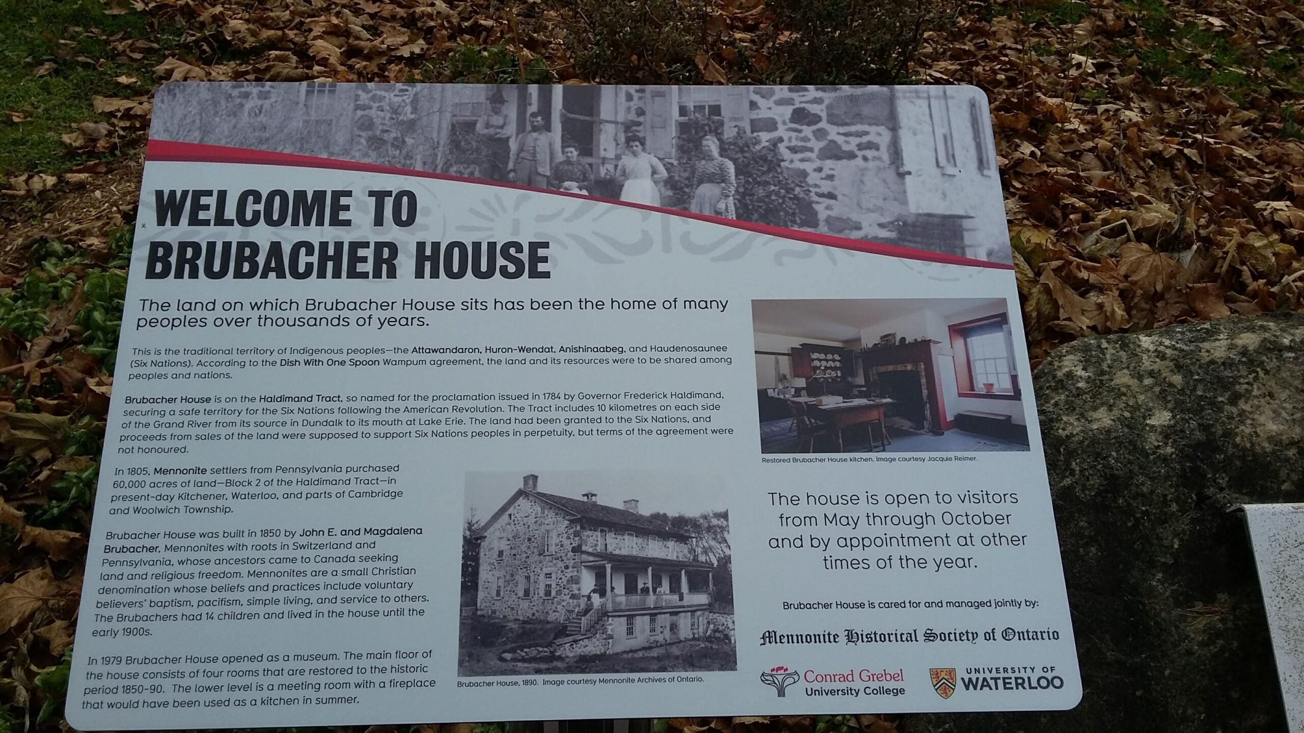 A information plaque outside of Brubacher House