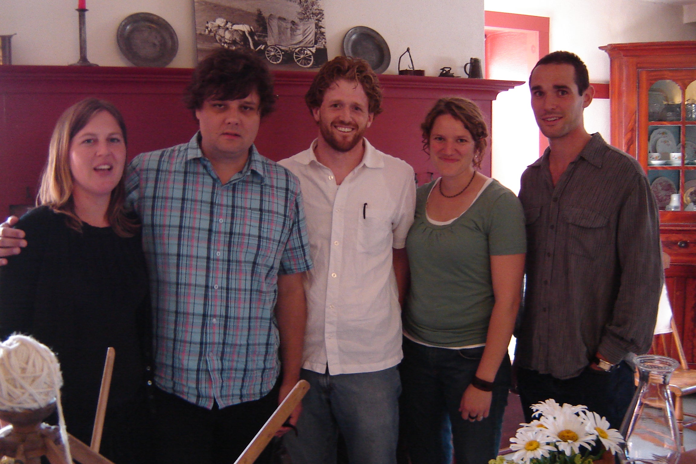 Ron Sexsmith and company takes a photo with Brandon and Bethany in Brubacher House