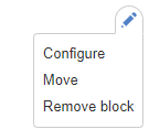Screencapture of options to configure, move, or remove block in WCMS 3